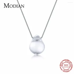 Pendants Modian 2024 Real 925 Sterling Silver Clear Crystal Pendant Luminous Water Drops Fashion Necklace For Girls Jewelry