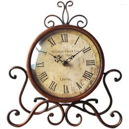 Table Clocks Vintage Desk Clock Classical Mute Creative Decorative Retro Ornament For Bedroom Office Shop Adornment