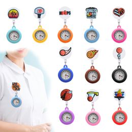 Pocket Watches Basketball 2 12 Clip Analog Quartz Hanging Lapel For Women Clip-On Nurses Watch And Men Nurse Badge Accessories Drop De Otawc