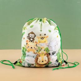 Gift Wrap Jungle Animals Print Storage Bags Baby Clothing Kids Toys Organizer Drawstring Candy Custom Logo Picture Kids' Backpack
