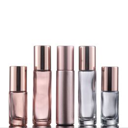 5ml Roll On Perfume Bottle Glass Metal Roller Ball Essential Oil Fragrance Container 10ml Rose Gold LL