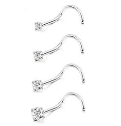 Wholesale 50pcsLot CZ Nose Stud Screw Steel Nose Ring Nose Piercing 20gX1.5mm 2mm 2.5mm 3mmShine 240423