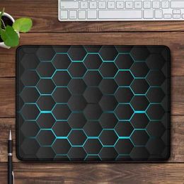 Pads Wrist Rests Abstract black hexagonal pattern small blue game accessories office desk laptop J240510