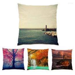 Pillow Covers 45x45 Comfortable Decoration Home Decor Nature Landscape Cover Colourful High Quality Polyester Linen E0804