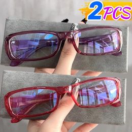 Sunglasses Retro Red Square Frame Glasses Women Girl Anti Blue Light Reading Working Optical Y2K Fashion Eyeglasses Goggles