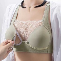 Maternity Intimates New Nursing Bra Lace Cotton Maternity Breastfeeding Bra for Feeding Pregnant Women Underwear Womens Breathable Bra Y240515