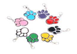 Metal Footprint Dog Tag Mixed Colors Dog Paw Keychain Dog Pendant Key Rings for Pet WB23594577408