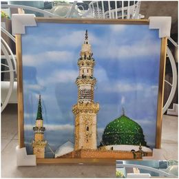 Paintings Home Decoration Hanging Painting Diamond Crystal Porcelain Islamic Wall Art Modern Light Luxury Decorative Drop Delivery G Dhsem