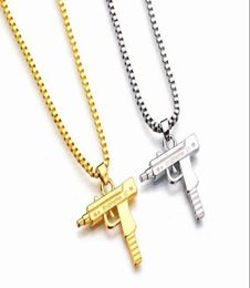 New Gold Chain Hip Hop Pendant Necklace Men Women Fashion Brand Gun Shape Pistol Pendant Necklace HIPHOP Jewelry2275987