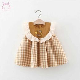 Girl's Dresses Summer Exquisite Baby Girl Dress Sleeveless Cute Plain Cartoon Childrens Clothing 0-3 Y Kindergarten Soft Casual Dress d240515