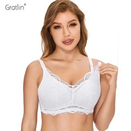 Maternity Intimates Gratlin Lace Nursing Bra Maternity Wirefree Padded Breastfeeding Maternal Support Bralette For Pregnant Women Plus Size Sexy Y240515