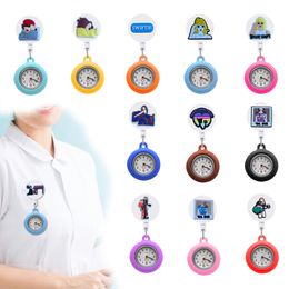 Other Watches Cute Style Clip Pocket Brooch Quartz Movement Stethoscope Retractable Fob Watch Arabic Numeral Dial Nurse Badge Reel Han Othw3