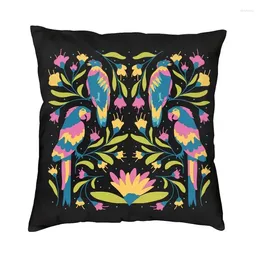 Pillow Mexican Flowers Birds Otomi Embroidery Pattern Cover Sofa Living Room Square 40x40cm