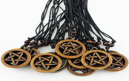 Jewelry Whole Mixed 12pcs Cool Imitation Yak Bone Carved Pentagram Necklace Vintage Star Pendant Amulet for men women039s G7445619