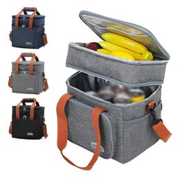 Portable Thermal Lunch Bag Picnic Food Cooler Bags Insulated Case Durable Waterproof Office Lunchbag Shoulder Strap Cooling Box 240506