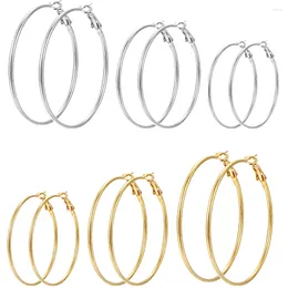 Hoop Earrings 6 Pairs Hyperbole Big Gold Colour Metal Set For Women Simple Round Circle Earring Female Silver Daily Jewellery