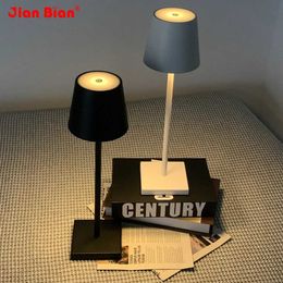 Table Lamps Jianbian LED Restaurant table lamp Touch Dimming Rechargeable Hotel bar Bedside decoration dimmable cordless desk lamp wireless