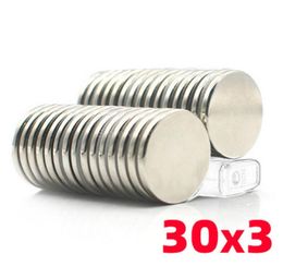 Hooks Rails 30X3 Round Ndfeb Neodymium Magnet N35 Super Powerful Small Imanes Permanent Magnetic Disc Strong Block Adhesive Tape4891425