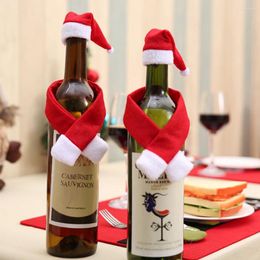 Party Decoration Christmas Wine Bottle Cover Red Colour Mini Hat Cloth Ornaments Diy Decorations Supplies Table Decor