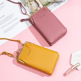 Manufacturer Supply 2022 New Women's Mobile Phone Bag Korean Version Fashionable Litchi Pattern Solid Color Cross-body Shoulder Bag