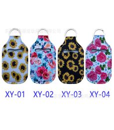 30ML 1036cm Customise Neoprene Hand Sanitizer Bottle Holder Keychain Bags Key Rings Hand soap Bottle Holder2737580