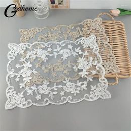 Table Mats Square 30 40cm European Lace Fabric Placemat Embroidered Tea Set Fruit Plate Vase Pad Cup For Dining Mat