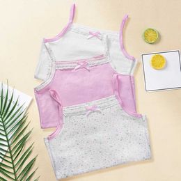 Vest Childrens and Girls Sleeveless T-shirt Underwear Flower Cartoon Cotton Tank Top Summer Ultra thin Shoulder Belt Tank Top Childrens T-shirt UnderwearL2405