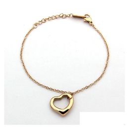 Chain Womens Pendant Necklaces Hollow Single A Peach Heart Hand Designer Jewelry Heart-Shaped Bracelets Gold/ Sier/ Rose Fl Brand As C Dhzcw