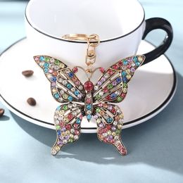 Luxury Diamond Butterflly Keychains Metal Colourful Rhinestone Bling Butterflies Bag Charm Keyring Ornaments