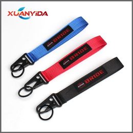 Keychains JDM Racing Car Keychain ID Holder Mobile Strap Key Ring Style BRIDE Ribbon For Painting Cellphone Lanyard7659921