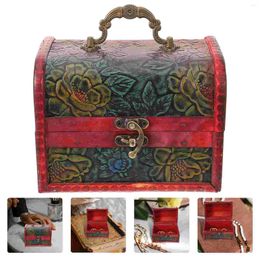 Jewellery Pouches Wooden Storage Box Case Treasure Chest Po Prop Holder Boxes Pirate Desktop