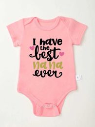 Rompers Grandmas Gift Cute Baby Girl Clothes Pink Tight Fit My Best Nana Pattern Ever Newborn Onesie Pure Cotton Skin FriendlyL240514L240502