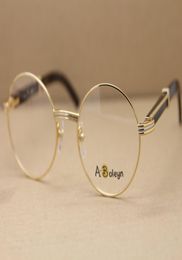 Whole Round EyeGlasses frame 7550178 Black Buffalo Horn Eyewear glasses men gold glasses frames Size5522135mm4254671