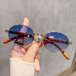 Sunglasses Oval Women Men Punk Glasses Steampunk Sun Wooden Legs Eyeglasses Trending Vintage Eyewear Gafas De Sol Mujer