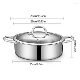 Pans 304 Food Grade Stainless Steel Shabu Pot With Divider&Lid 2 Soup Ladles For Dual Sided Cookware