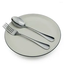 Spoons 2Pcs Stainless Steel Spoon Fork Dinnerware Set Dinner With Long Handle Metal Gold And SIilverware
