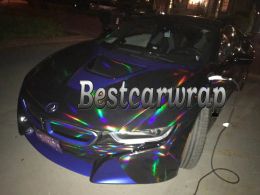 Stickers Black holographic Chrome Vinyl Car WRAP FILM Sticker With Air release Hologram NeoChrome Whole car covering foil Size:1.52*20M/Rol