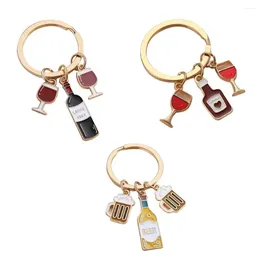 Party Favor Metal Beer Key Ring Cup Red Wine Keychain Bar Souvenir Gifts For Women Men Handbag Accessories Hanging Pendants