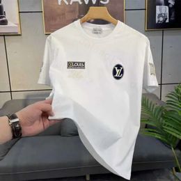 Louiseviution Designer T Shirt Luis Viton Shirt Young Men's Mercerized Cotton Luxury Short Sleeve Summer Personalized Slim Fit Versatile Korean T-Shirt 919