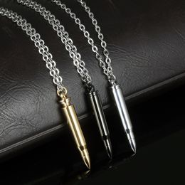 Men Necklace Designer Necklaces Chains Stainless Steel Bullet Pendant Necklaces Fashion Pendant Gold Silver Black Colour