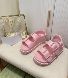 2022 Designer Sandals Women Rubber Slippers Jelly Sandal Mimi Double G Slides Flip Flops Platform Slides Adjustable Buckle Cattoon9846266