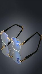 High Quality Reading Eyeglasses Presbyopic Spectacles Clear Glass Lens Unisex Rimless Antiblue light Glasses Frame Strength 10 4064079
