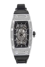 Personality Full Diamond Watch Bucket Type Silicone Strap Quartz Men039s Watch5842376