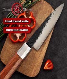 Grandsharp Handmade Chef Knife 56 Inch High Carbon 4cr13 Steel Petty Utility Japanese Kitchen Knives Hammer Forged Home Tools Gif5349385