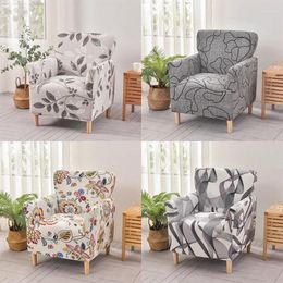 Chair Covers Floral Printed Tub Cover Stretch Spandex Club Armchair Slipcovers Elastic Single Sofa For Living Room Bar Counter