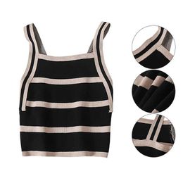 Weste Sommer Jugend Tanktop Girl gestreift Strick Tanktop Slim ärmellose Crop Top Jugend Tanktop T-Shirt Y2K Jugend Girl Shirt2405