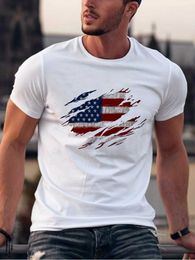 Men's T-Shirts Summer Men Women Cotton T-Shirt Sports Tops American Flag Print TShirt for Summer Outdoor Activities Casual Strtwear T240515