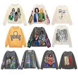 Women's Hoodies Combhasaki Grunge Oversized Sweatshirts Trendy Girls Print Casual Loose Pullovers Long Sleeve Crew Neck Fall Winter Tops