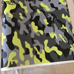 Stickers Black Fluorescent Yellow Camouflage Vinyl Film Car Wrap Air Bubble Adhesive PVC Vehicle Wrapping Covering 1.52X5/10/15/20/25/30 me