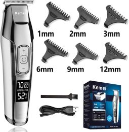 Trimmer Kemei Professional Hair Clipper Beard Trimmer for Men Adjustable Speed Led Digital Carving Clippers Electric Razor Km5027